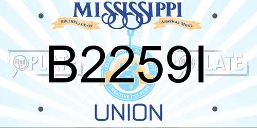 B2259I Mississippi License Plate