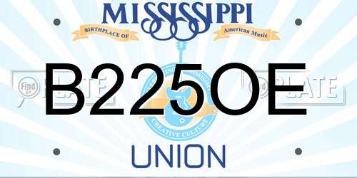 B225OE Mississippi License Plate