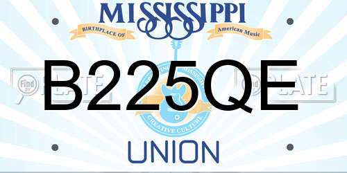 B225QE Mississippi License Plate