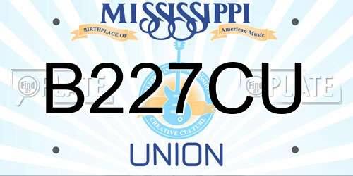 B227CU Mississippi License Plate