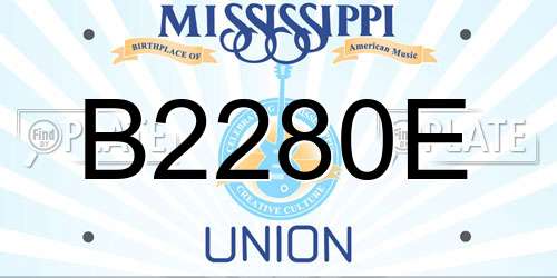 B2280E Mississippi License Plate