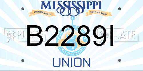 B2289I Mississippi License Plate