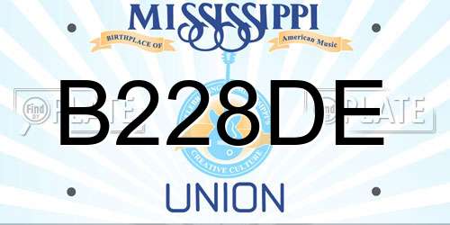 B228DE Mississippi License Plate