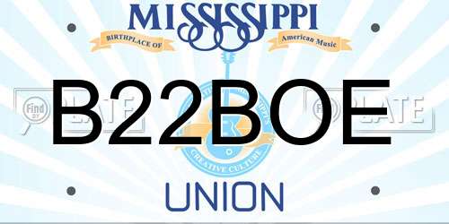 B22BOE Mississippi License Plate