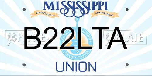 B22LTA Mississippi License Plate