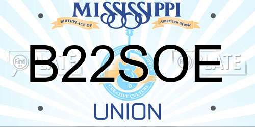 B22SOE Mississippi License Plate