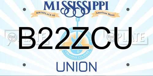B22ZCU Mississippi License Plate