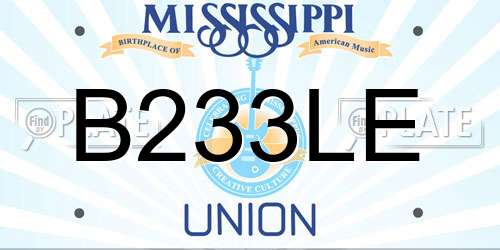 B233LE Mississippi License Plate