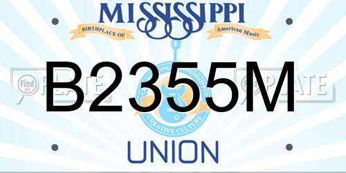 B2355M Mississippi License Plate