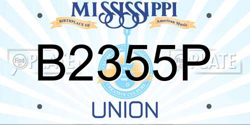 B2355P Mississippi License Plate
