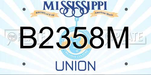 B2358M Mississippi License Plate