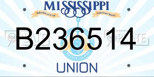 B236514 Mississippi License Plate