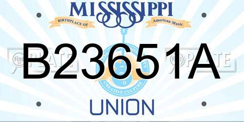 B23651A Mississippi License Plate
