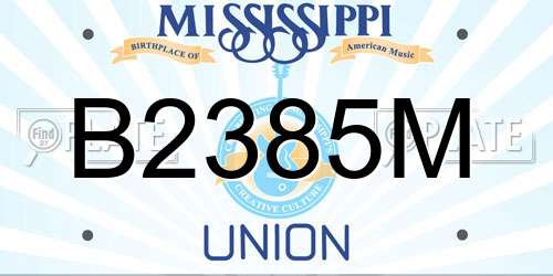 B2385M Mississippi License Plate