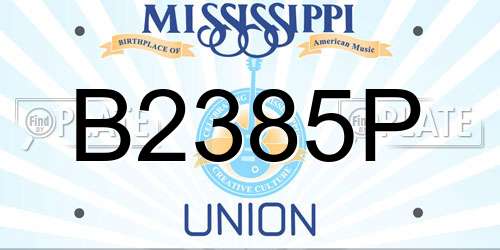 B2385P Mississippi License Plate