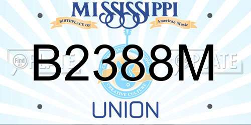 B2388M Mississippi License Plate