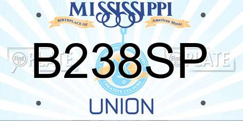 B238SP Mississippi License Plate