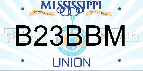 B23BBM Mississippi License Plate