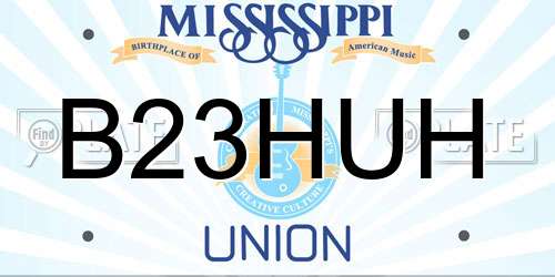 B23HUH Mississippi License Plate