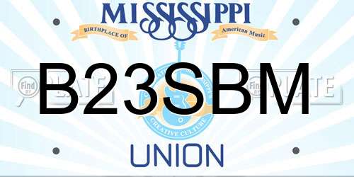 B23SBM Mississippi License Plate