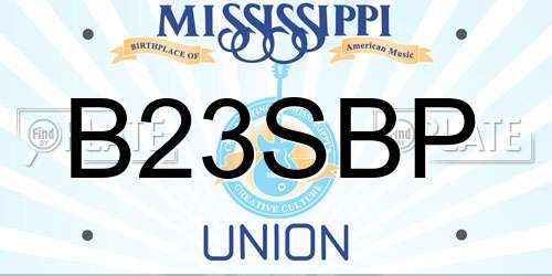 B23SBP Mississippi License Plate