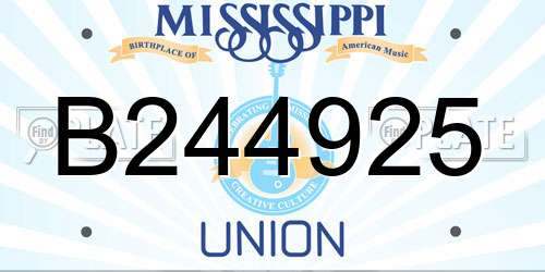 B244925 Mississippi License Plate