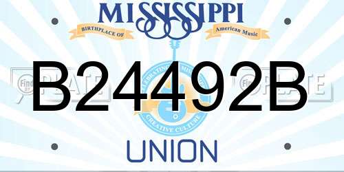 B24492B Mississippi License Plate