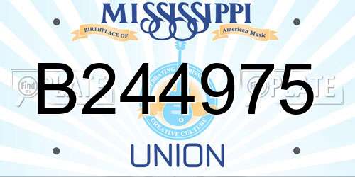 B244975 Mississippi License Plate