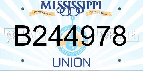 B244978 Mississippi License Plate