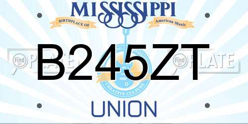 B245ZT Mississippi License Plate