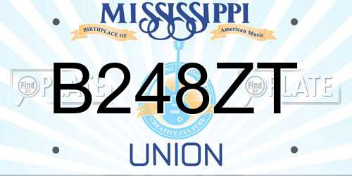 B248ZT Mississippi License Plate