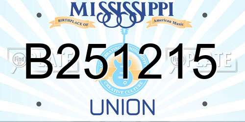B251215 Mississippi License Plate