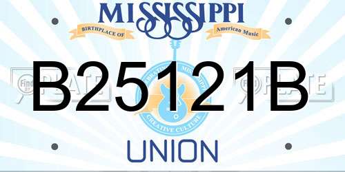 B25121B Mississippi License Plate