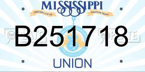 B251718 Mississippi License Plate