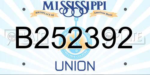 B252392 Mississippi License Plate