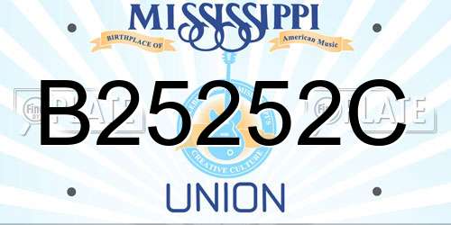 B25252C Mississippi License Plate