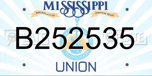 B252535 Mississippi License Plate