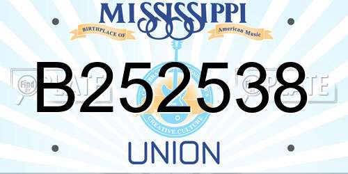B252538 Mississippi License Plate