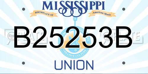 B25253B Mississippi License Plate