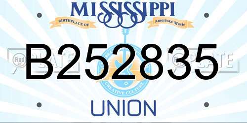 B252835 Mississippi License Plate
