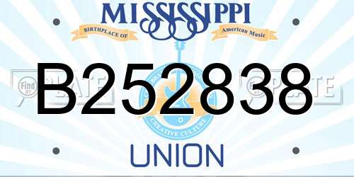 B252838 Mississippi License Plate