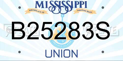 B25283S Mississippi License Plate