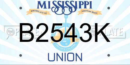 B2543K Mississippi License Plate