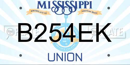 B254EK Mississippi License Plate
