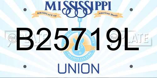 B25719L Mississippi License Plate