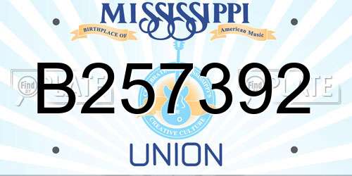 B257392 Mississippi License Plate