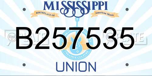 B257535 Mississippi License Plate
