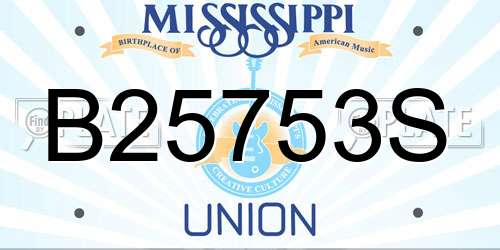 B25753S Mississippi License Plate
