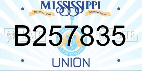B257835 Mississippi License Plate