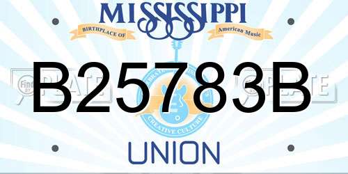 B25783B Mississippi License Plate